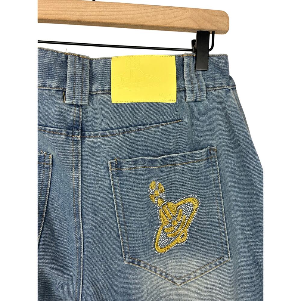 Vivienne Westwood High Rise Wide Leg Button Fly Jeans Sz Large - Picture 8 of 11